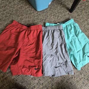 Nike Men's Athletic Shorts - Red, Gray, and Teal